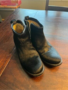 Elizabeth and James Black Faux-Hair Ankle Booties